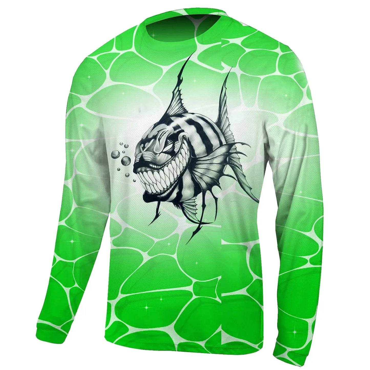 Men’s Outdoor Fishing T-Shirt – Long Sleeve Cotton | Funny Fish Print | Casual O-Neck Loose Pullover - Cast And Catch