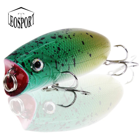 Wobbler Fishing Lure – Popper | Feather Hooks | Trolling/Topwater | Bass | Artificial Bait - Cast And Catch