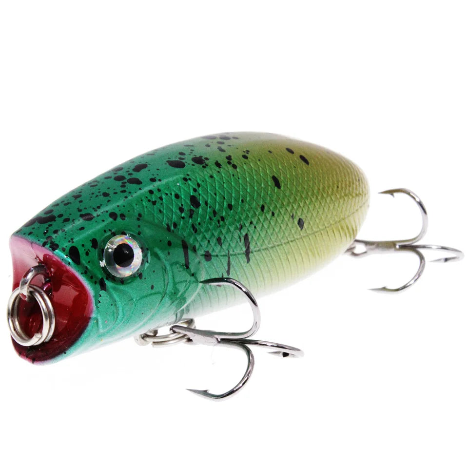 Wobbler Fishing Lure – Popper | Feather Hooks | Trolling/Topwater | Bass | Artificial Bait - Cast And Catch