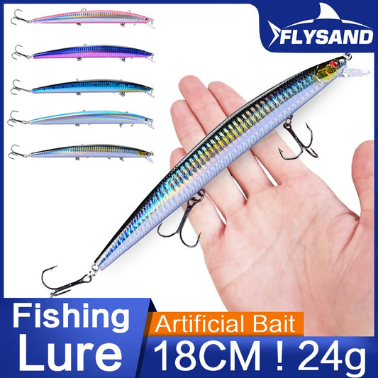 FLYSAND Crankbait Lure – 18cm, 24g | Hard Bait | Sea Wobbler | Swimming Laser Minnow | Artificial Fishing Bait - Cast And Catch