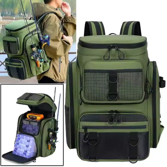 New Fishing Backpack – 50L Chest Bag with Rod Holders | Tackle & Lure Organizer | Outdoor Camping & Hiking Large Backpack - Cast And Catch