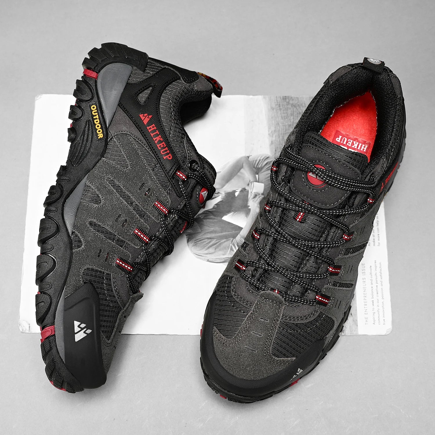 HIKEUP Men’s Hiking Shoes – Suede Leather | Wear-Resistant Outdoor Trekking, Walking & Hunting Tactical Sneakers - Cast And Catch