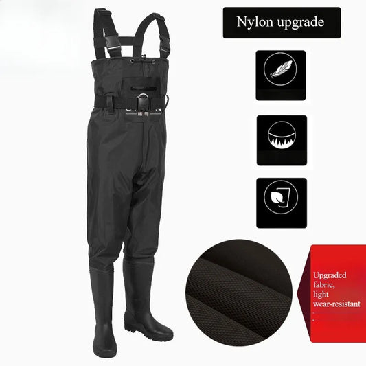 Fishing Waders Jumpsuit – Waterproof Nylon One-Piece with Boots | Fly Fishing Overalls & Hunting Suit - Cast And Catch