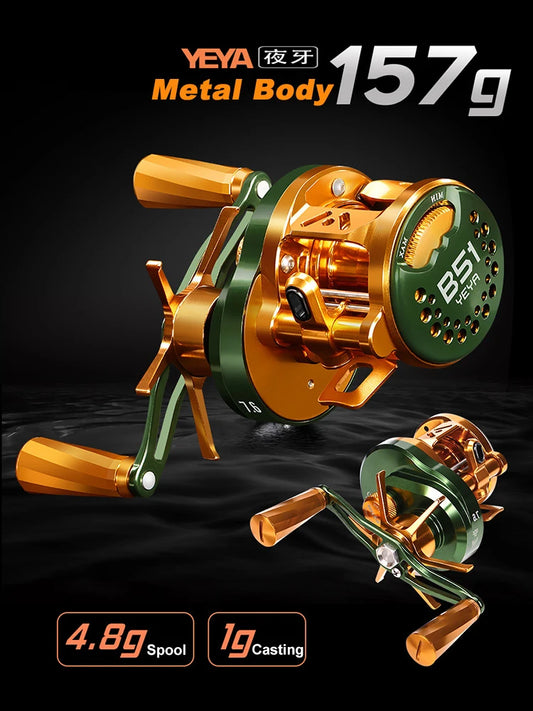 (LEFT-HANDED ONLY) Micro Baitcasting Reel – CNC Aluminum | 157g | 4kg Drag | 12+1 Bearings | 4.8g Spool | Ultralight & Saltwater-Proof BFS - Cast And Catch