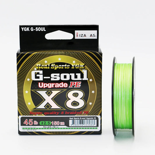 YGK PE G-SOUL X8 Braid Fishing Line – 8-Strand Multifilament | Super Strong | 150/200m | 14–60lb | Made in Japan - Cast And Catch