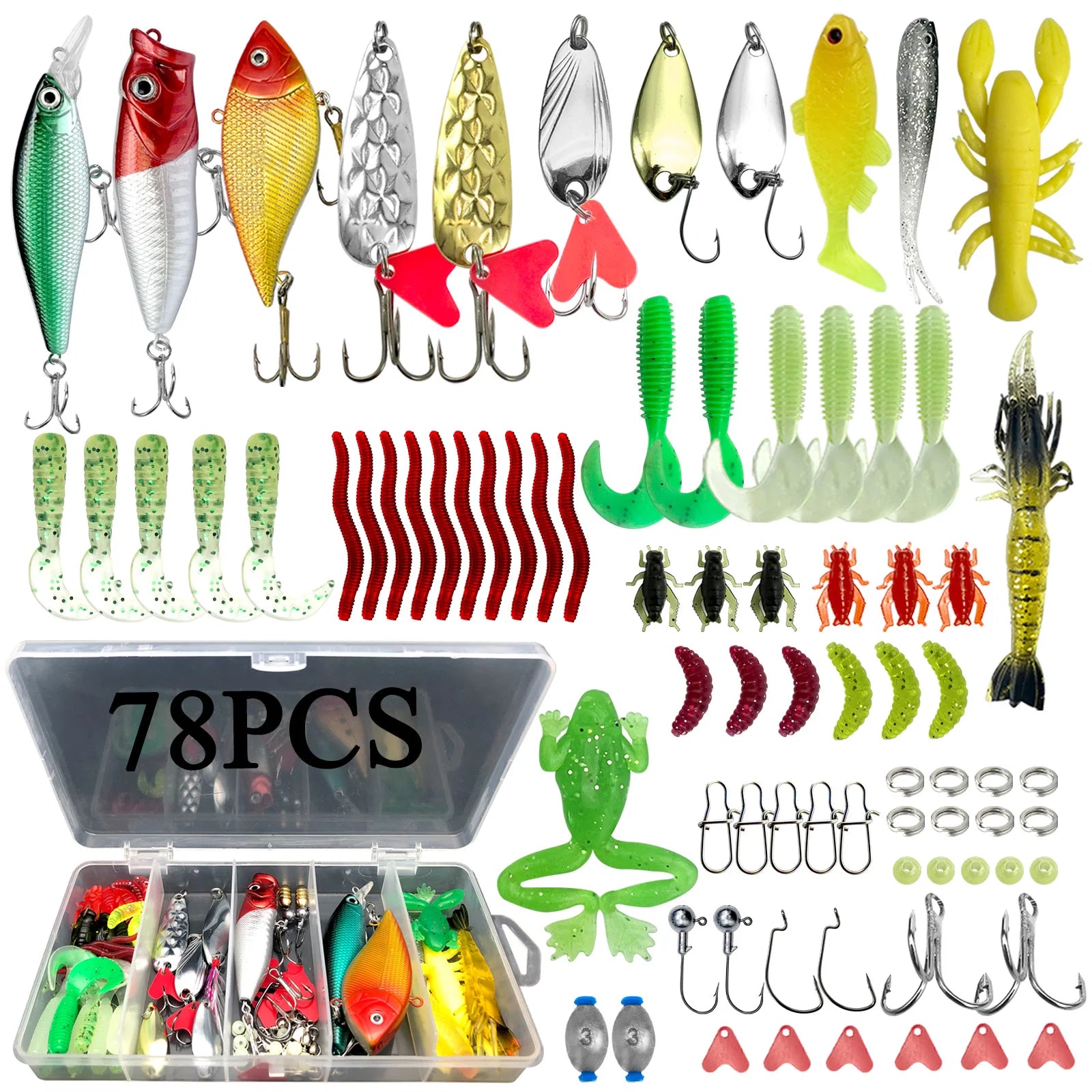 78/122/284pcs Fishing Lure Kit – Topwater Baits | Bass, Trout & Salmon | Fishing Accessories - Cast And Catch