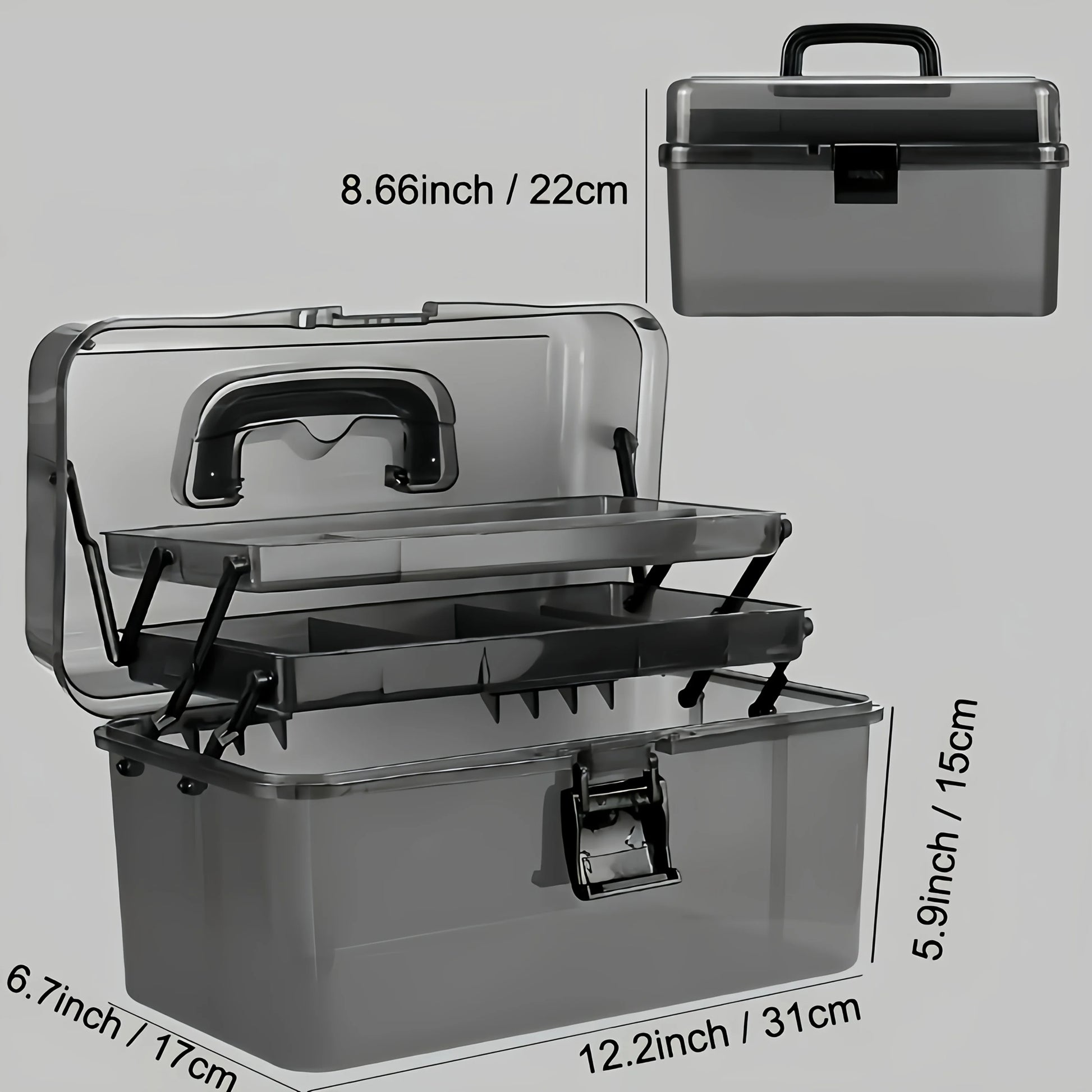 3-Layer Large Tackle Box – Plastic Portable Storage | Fishing Tool Organizer with Handle | Also for Art, Craft, Office & Car - Cast And Catch