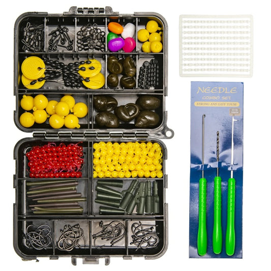 328pcs Carp Fishing Kit – Tackle Box with Swivels, Bait Floats & Fishing Needles - Cast And Catch