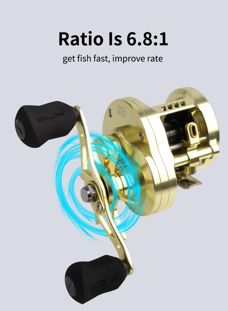 RUKE DK200 Metal Casting Reel – 15kg Drag | 10+1BB | 249g | Aluminum Alloy Handle with Rubber Knobs - Cast And Catch