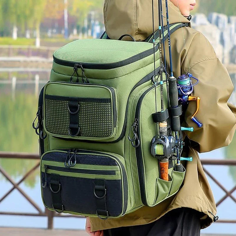 New Fishing Backpack – 50L Chest Bag with Rod Holders | Tackle & Lure Organizer | Outdoor Camping & Hiking Large Backpack - Cast And Catch