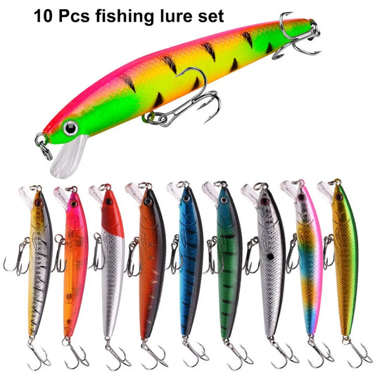 10pcs Mini Fishing Lure Set – Hard Bait Minnow | Floating Swing Crankbait | Bionic/Wobbler Crank Lures | Artificial - Cast And Catch