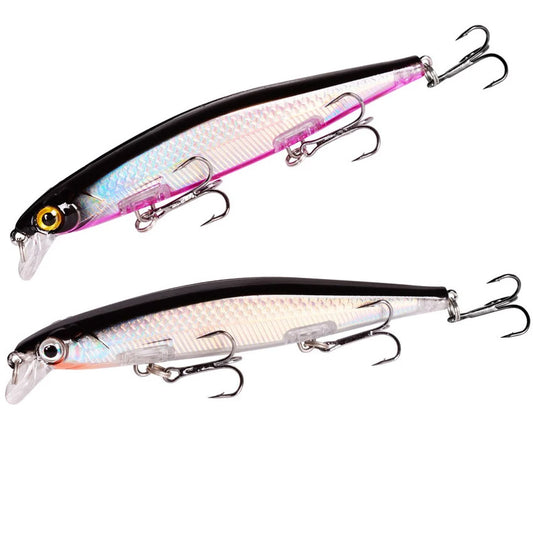 Sinking Minnow Lure – 11cm, 12.5g | Plastic Wobbler | 3 Hooks | Bass, Pike, Carp | Swimbait Fishing Tackle - Cast And Catch