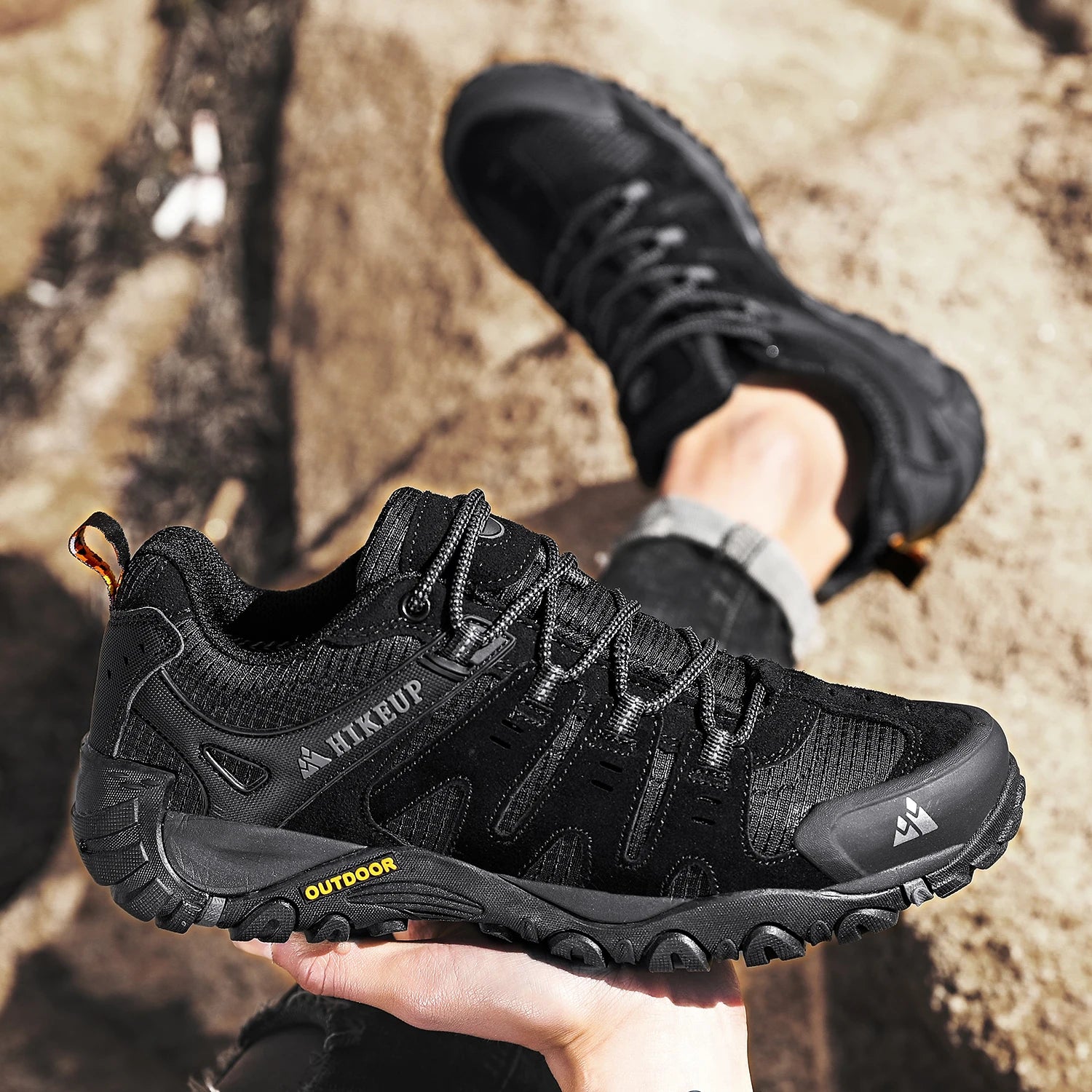 HIKEUP Men’s Hiking Shoes – Suede Leather | Wear-Resistant Outdoor Trekking, Walking & Hunting Tactical Sneakers - Cast And Catch