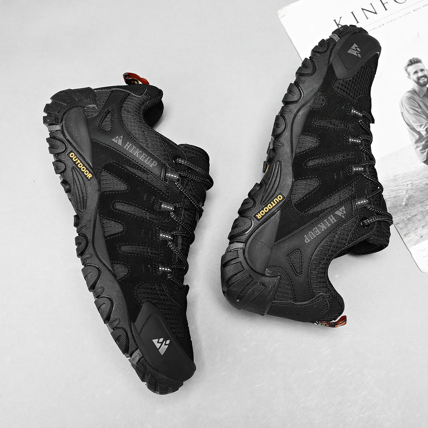HIKEUP Men’s Hiking Shoes – Suede Leather | Wear-Resistant Outdoor Trekking, Walking & Hunting Tactical Sneakers - Cast And Catch