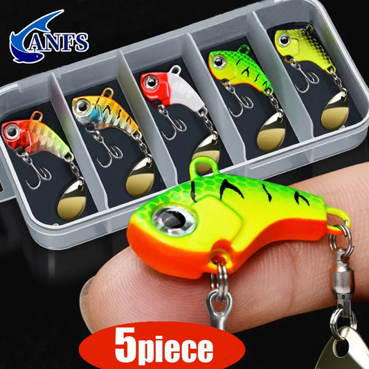 5pcs Fishing Lure Kit – Metal VIB | Sinking Spinner/Spoon | Artificial Hard Bait | Jigs | Fishing Tackle - Cast And Catch