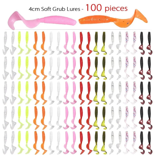 100pcs Fishing Lures – 4cm, 0.4g | Soft Silicone Baits | Wobbler Worms, Grubs & Swimbaits | Pike & Carp | Sea Fishing Accessories - Cast And Catch