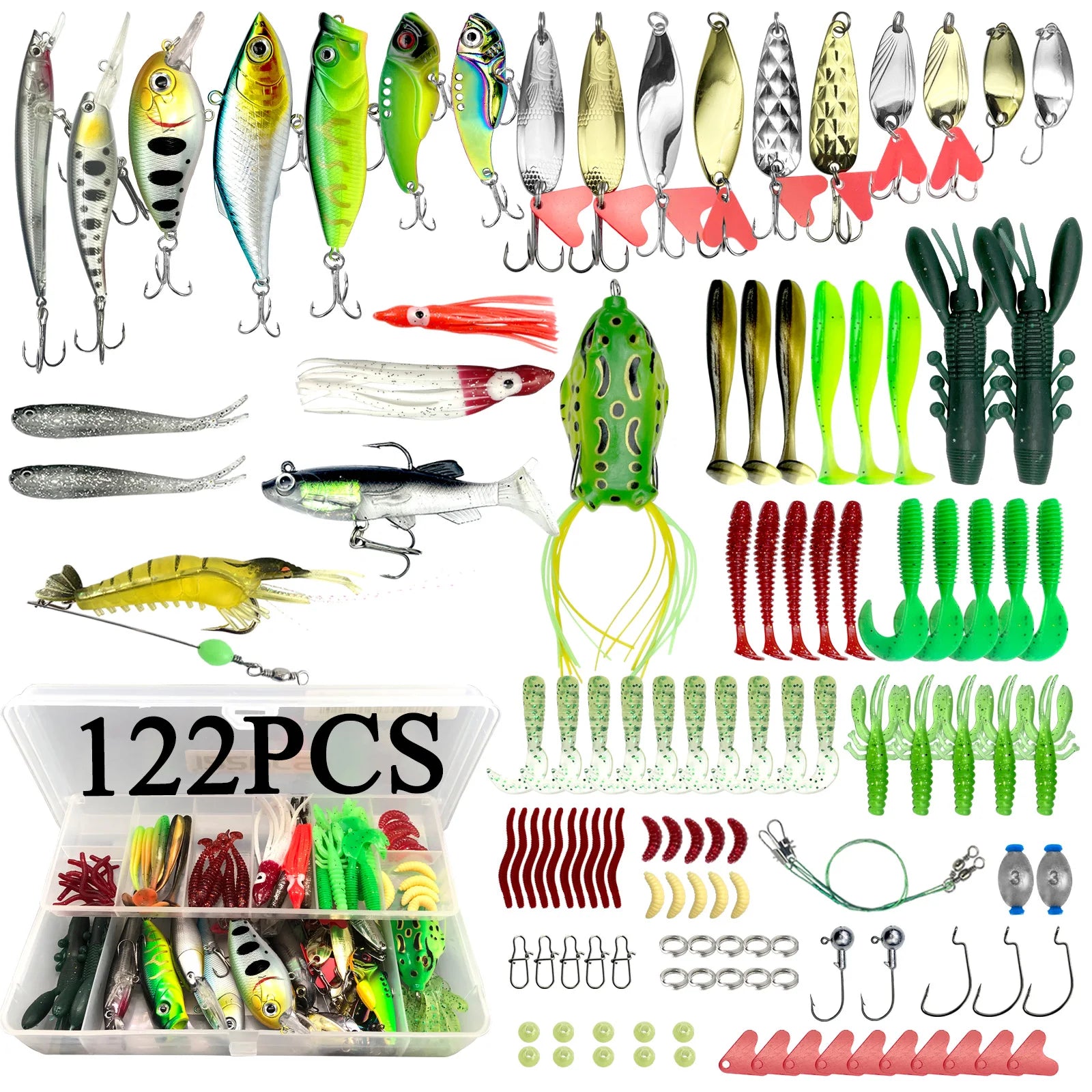 78/122/284pcs Fishing Lure Kit – Topwater Baits | Bass, Trout & Salmon | Fishing Accessories - Cast And Catch