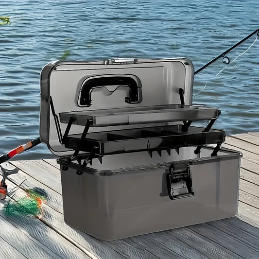 3-Layer Large Tackle Box – Plastic Portable Storage | Fishing Tool Organizer with Handle | Also for Art, Craft, Office & Car - Cast And Catch