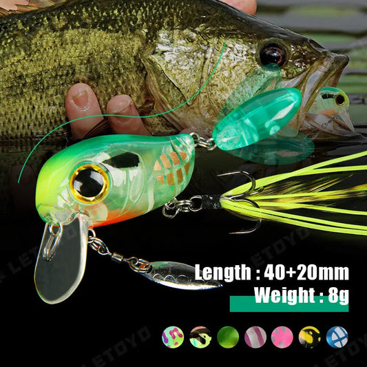 Micro Tappy Fishing Lure – Artificial Hard Bait Crank Wobbler | Tongue Plate Spinning Spoon with Feather | Trout Bait - Cast And Catch