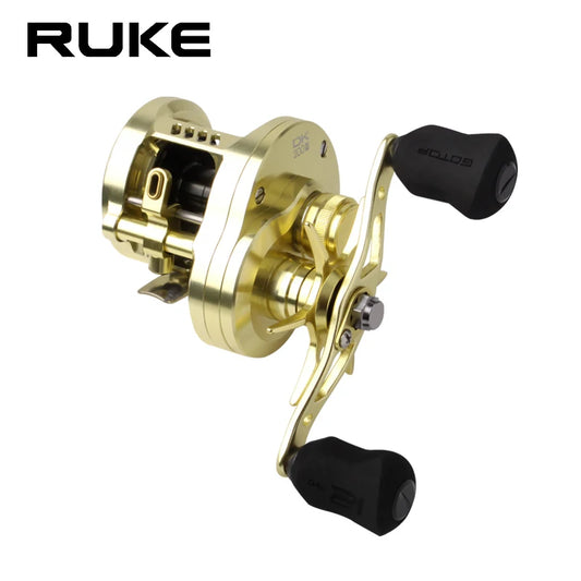 RUKE DK200 Metal Casting Reel – 15kg Drag | 10+1BB | 249g | Aluminum Alloy Handle with Rubber Knobs - Cast And Catch