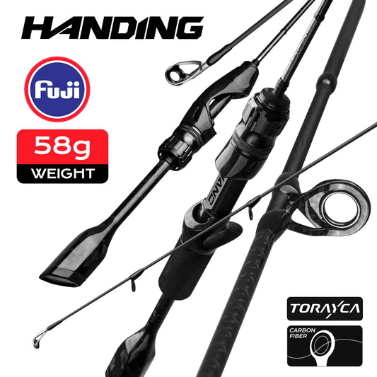 HANDING Ultralight Fishing Rod – 58g | SKULL WOLF 30+24T TORAY Carbon Fiber | Fuji Guides | 0.8–3g Lure | Spinning/Casting - Cast And Catch