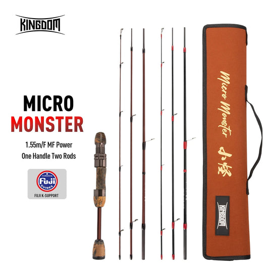 Kingdom Micro Monster Rod – 1.55m | Casting/Spinning | FUJI Guides | UL Power | Portable Travel Trout Fishing - Cast And Catch