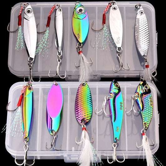5pcs Wobbler Lure Set – 3/10/15g | Metal VIB | Sinking Hard Lures | Sea Fishing Artificial Bait - Cast And Catch