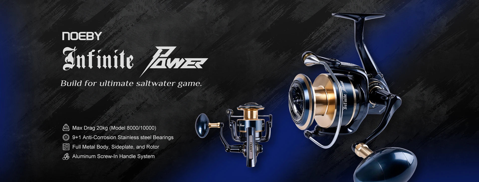 Noeby Infinite Spinning Reel – 14000/20000 Series | Stainless Gear | Sealed Waterproof | Heavy-Duty Sea Fishing - Cast And Catch