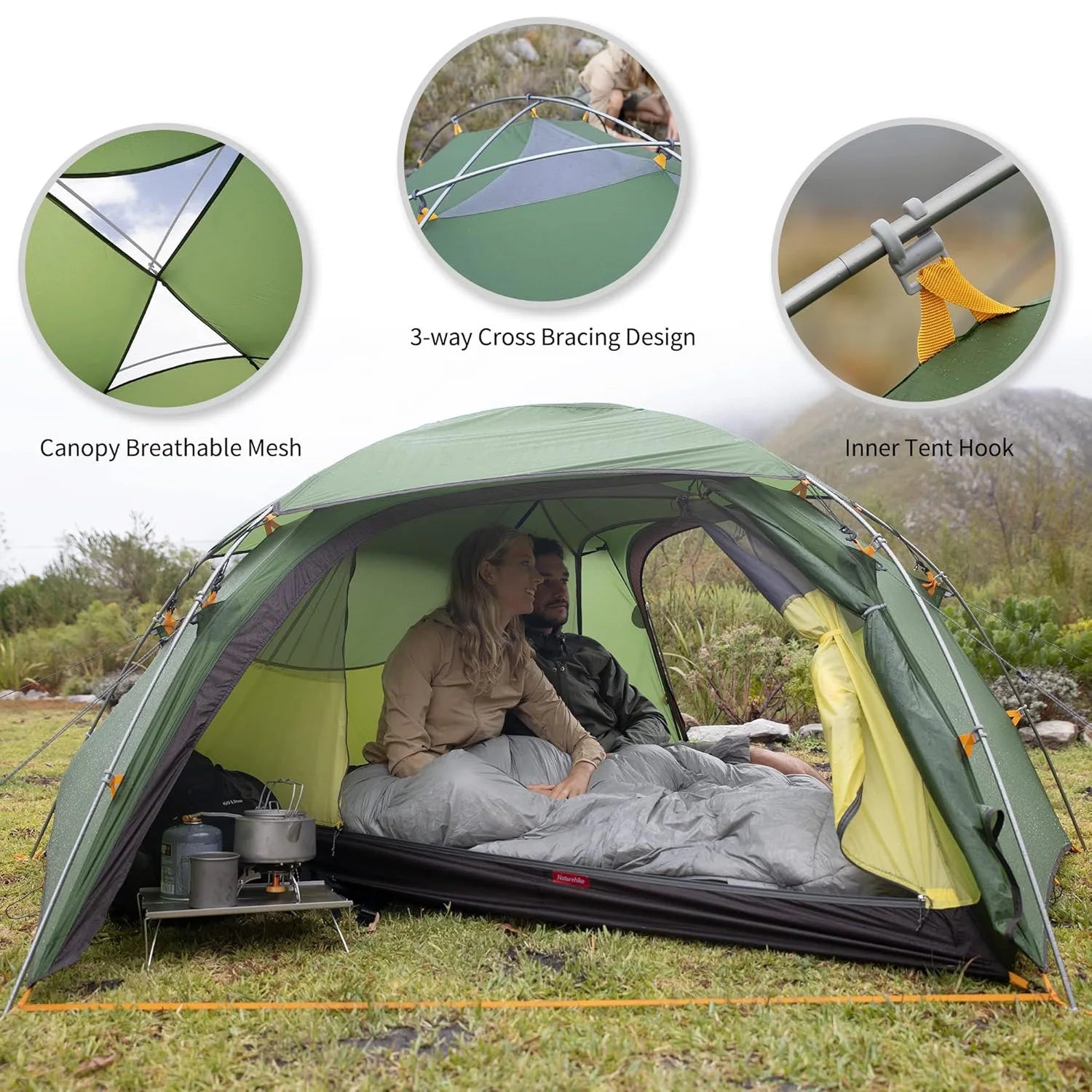 Naturehike Cloud Peak 2 Tent – Ultralight, Waterproof | 4-Season Backpacking & Camping Tent for 2-3 People | T-Zipper - Cast And Catch