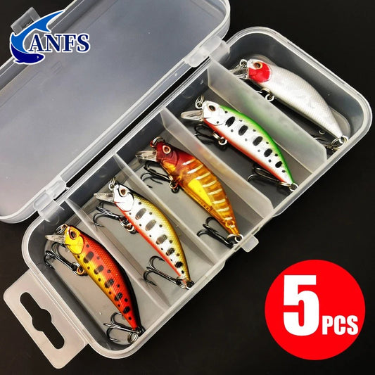 5pcs Fishing Lure Kit – Sinking Minnow | Trout & Bass | Artificial Crank Bait - Cast And Catch