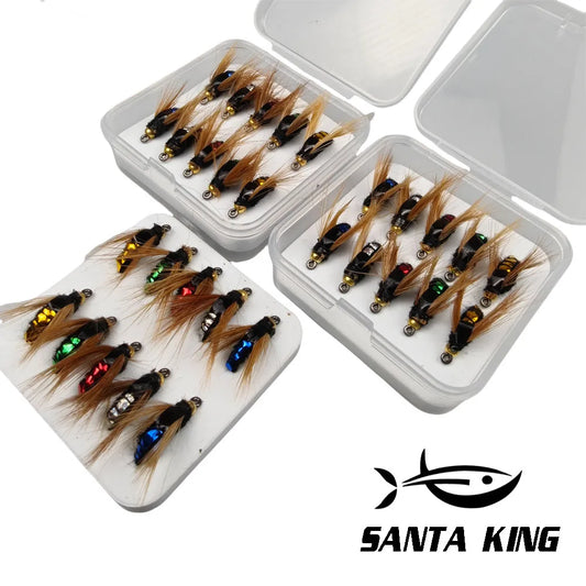 Fly Fishing Lure Set – 10/30/50pcs Handmade Flies | Assorted Artificial Bait with Sharp Hooks for Bass, Trout & Salmon - Cast And Catch
