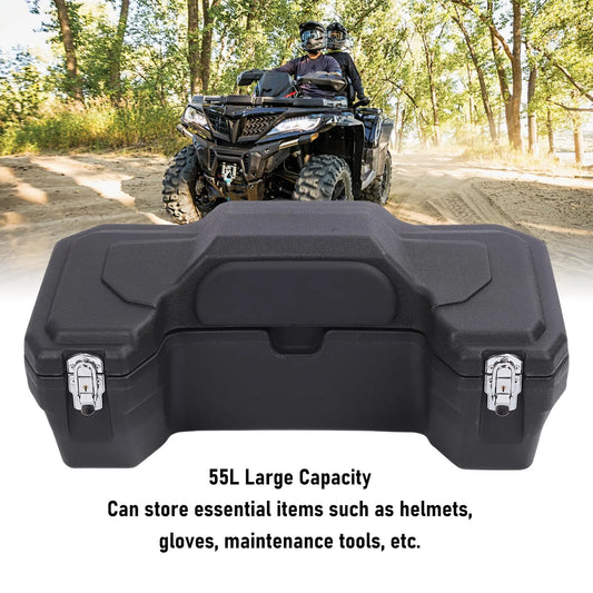 ATV Rear Storage Box – 55L Large Capacity | Rainproof Luggage Box with Backrest & Safety Lock | Hiking & Camping - Cast And Catch