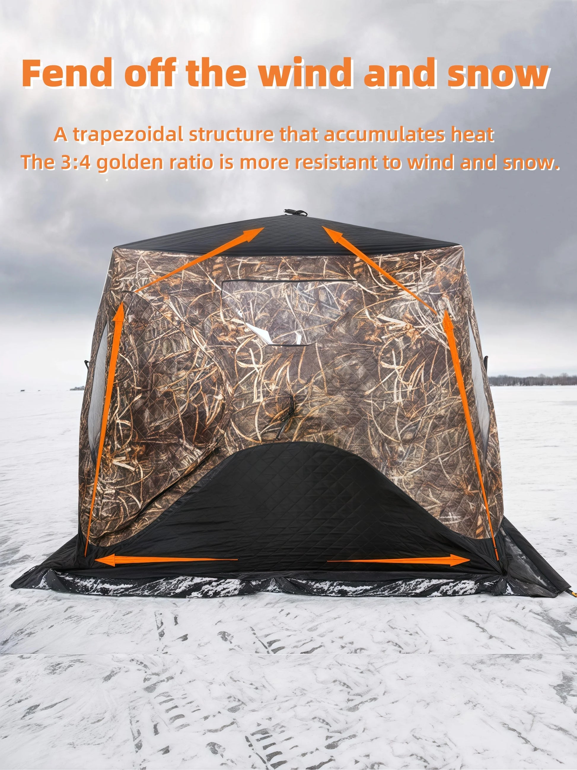 Outdoor Ice Fishing Tent – Thickened Cotton | Snowproof Winter Tent | 3–4 Person with Chimney Opening - Cast And Catch